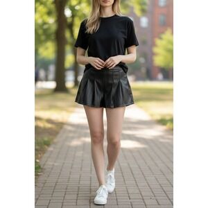 Altar State Faux Leather Pleated Skort Black Womens Size M